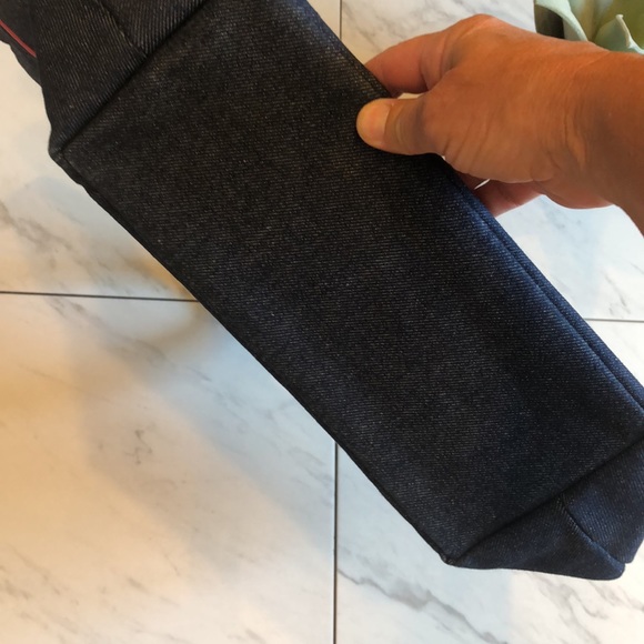 BOHO-LUSH Denim Look & Hot Pink Trim Interior Shoulder Travel/Beach Tote Bag - Picture 6 of 8